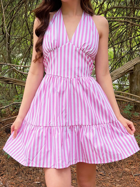 Seaside Halter Dress - Pink