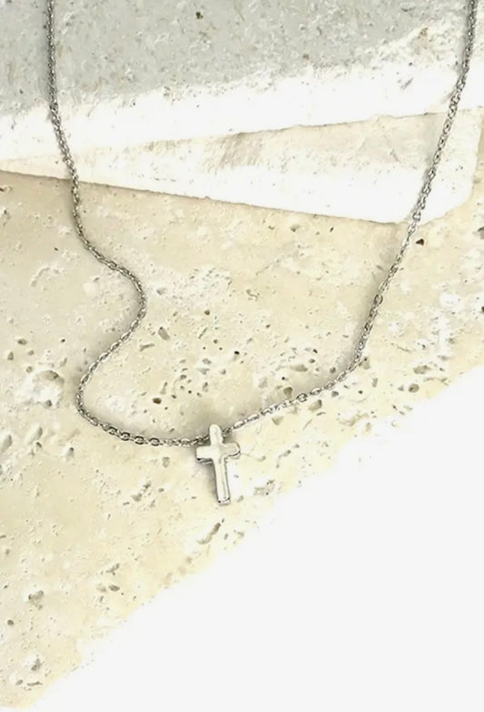 Mini Silver Cross Necklace