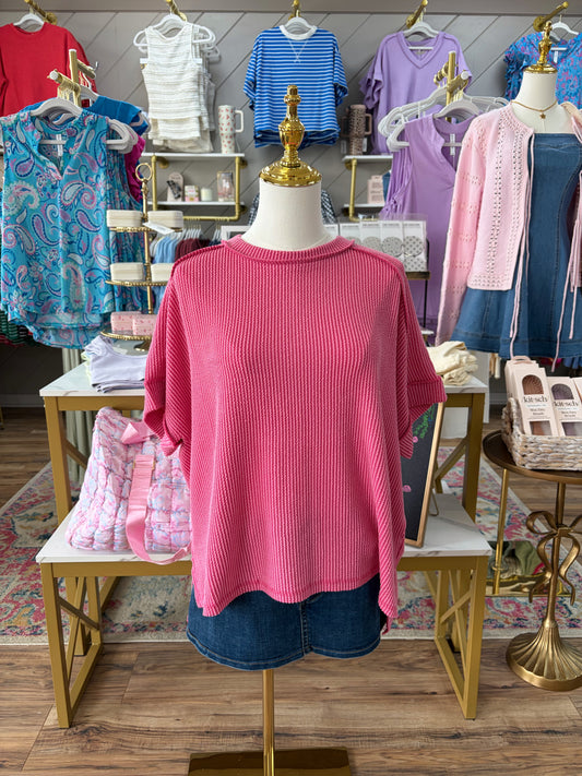 Riley Ribbed Top - Fuchsia