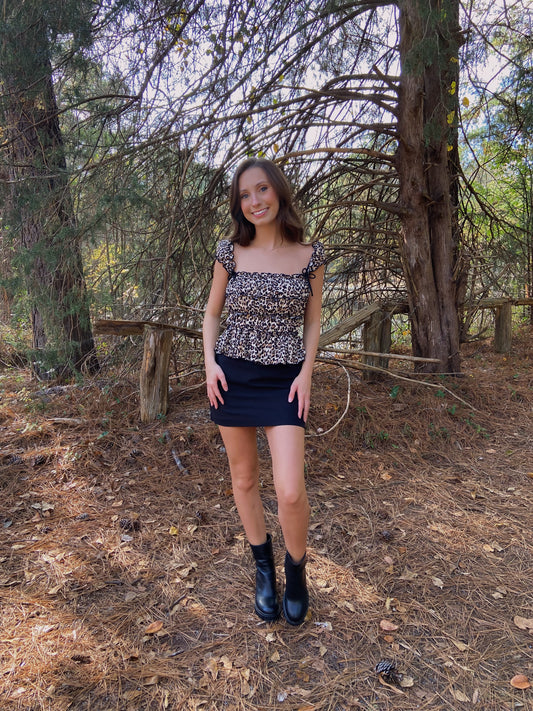 Leopard Smocked Top