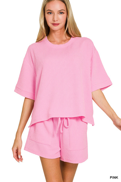 2X LEFT | Weekend Ribbed Set - Pink