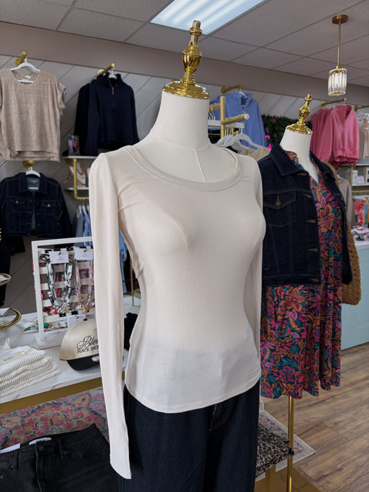 Sand Beige Long Sleeve Top