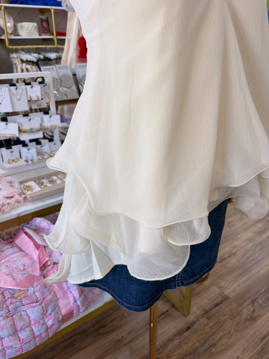 Heartbreaker Ruffle Top - Cream