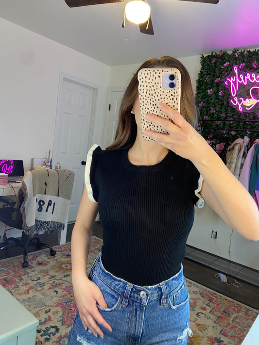 M & L LEFT | Blair Ruffle Top - Black