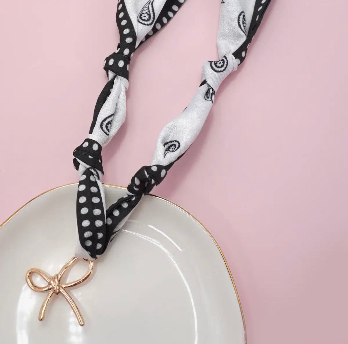 Polka Dot Bow Scarf Necklace