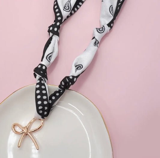 Polka Dot Bow Scarf Necklace