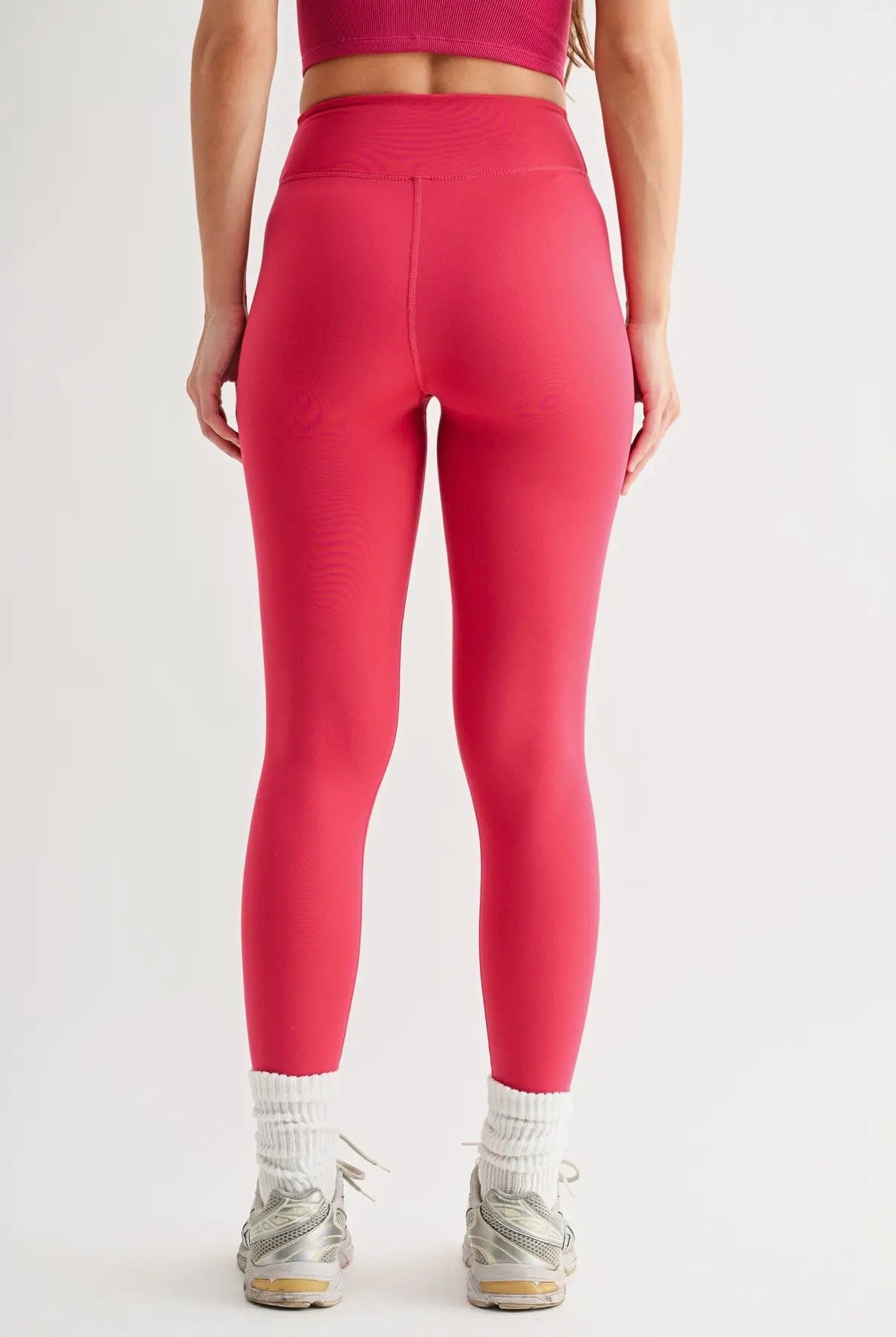 Plum Pink Crossover Waist Leggings
