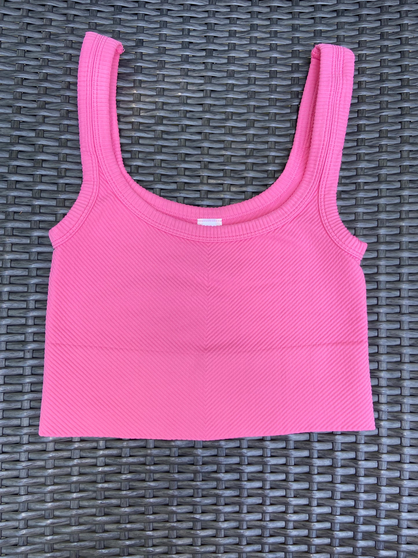 Pink Cosmos Chevron Ribbed Crop Top
