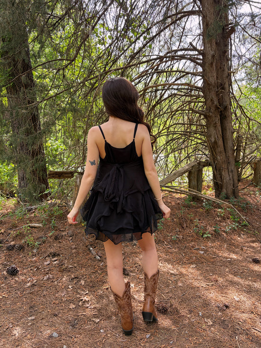 Heartbreaker Ruffle Top - Black