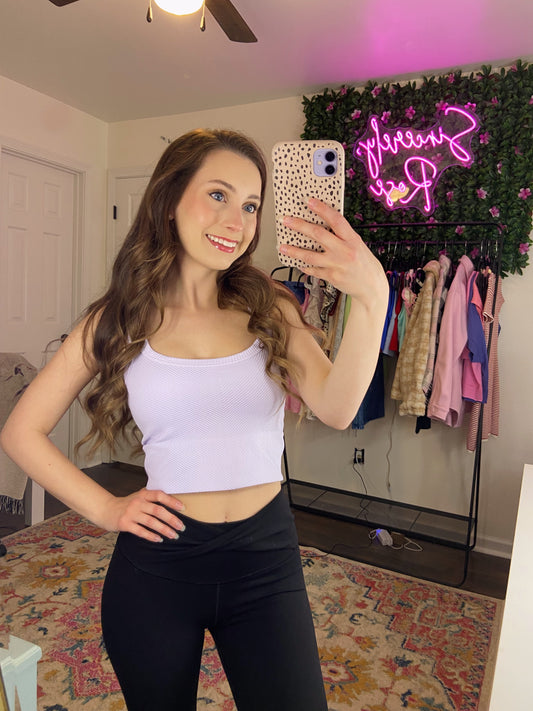 Orchid Petal Chevron Ribbed Crop Top
