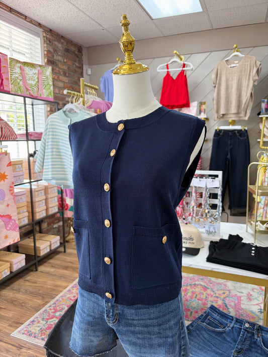 M & L LEFT | Navy Knit Vest