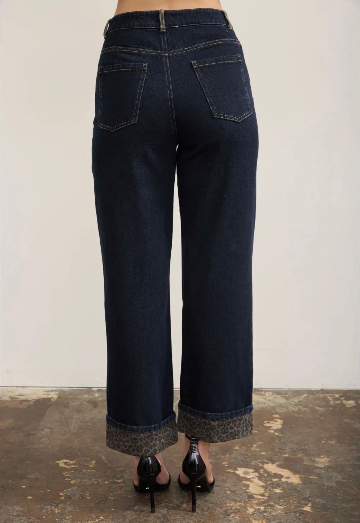 Leopard Cuff Jeans