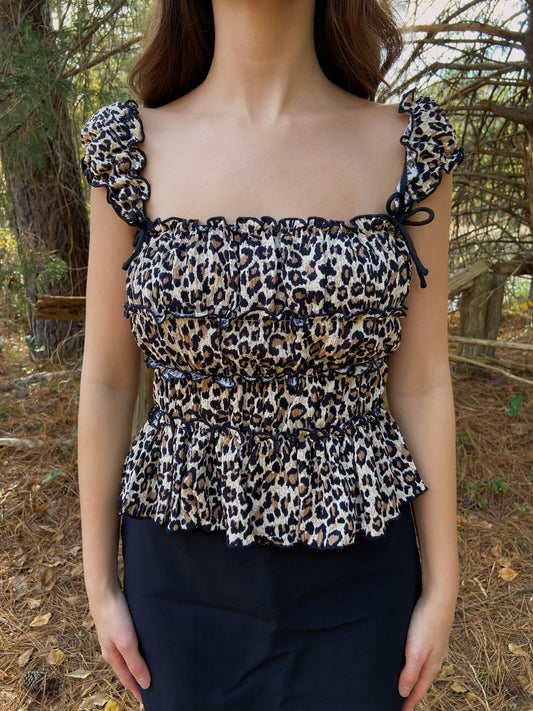 Leopard Smocked Top