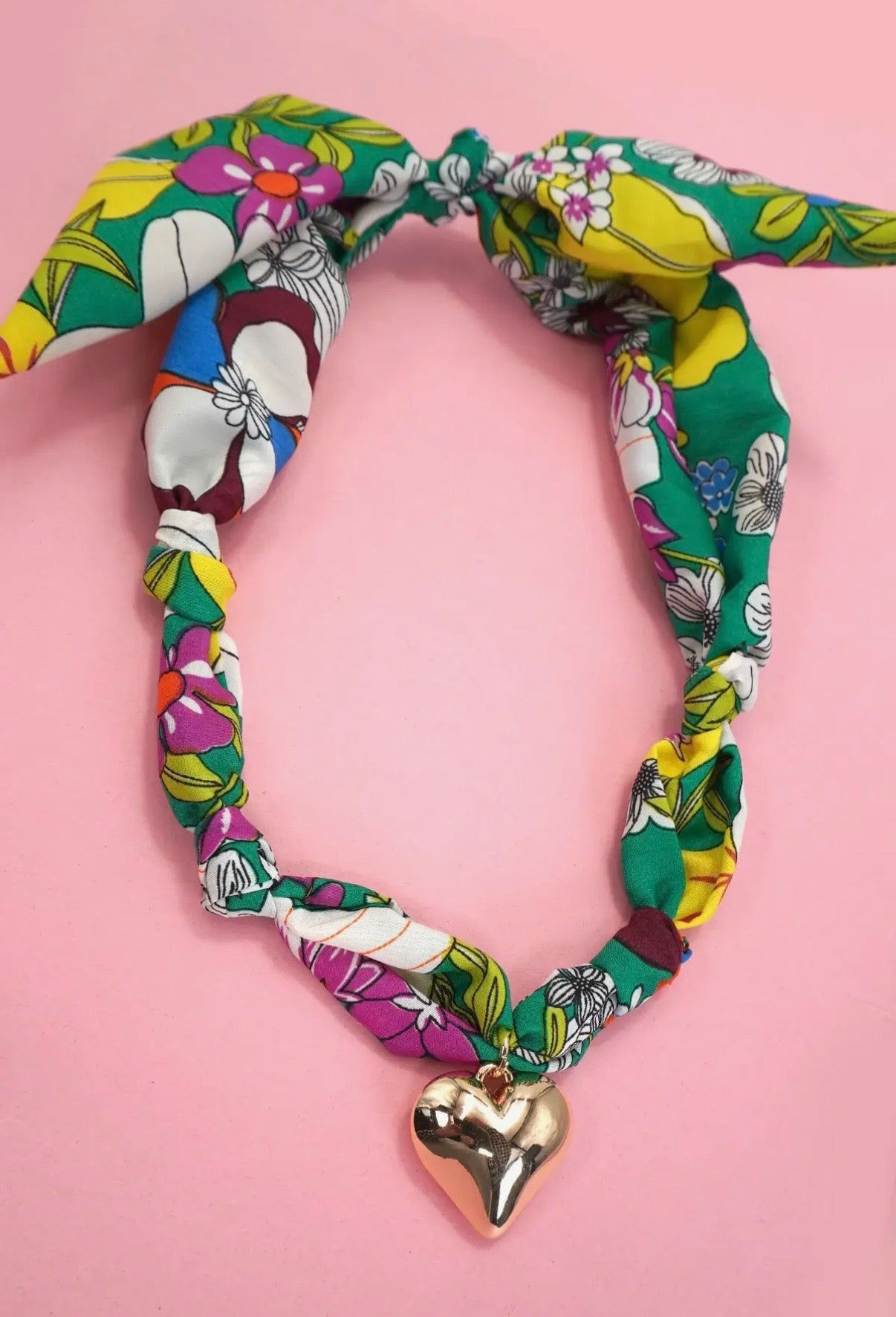 Heart Scarf Necklace - Green