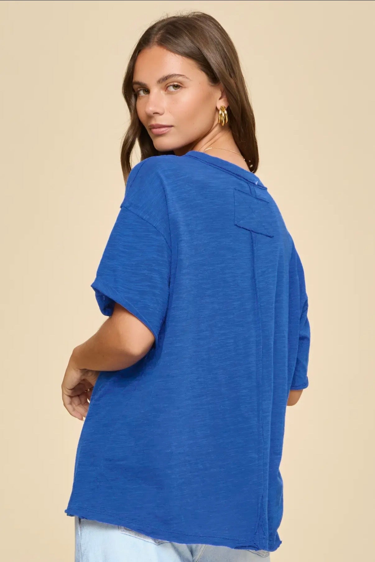 M & L LEFT | Royal Blue Cotton Top