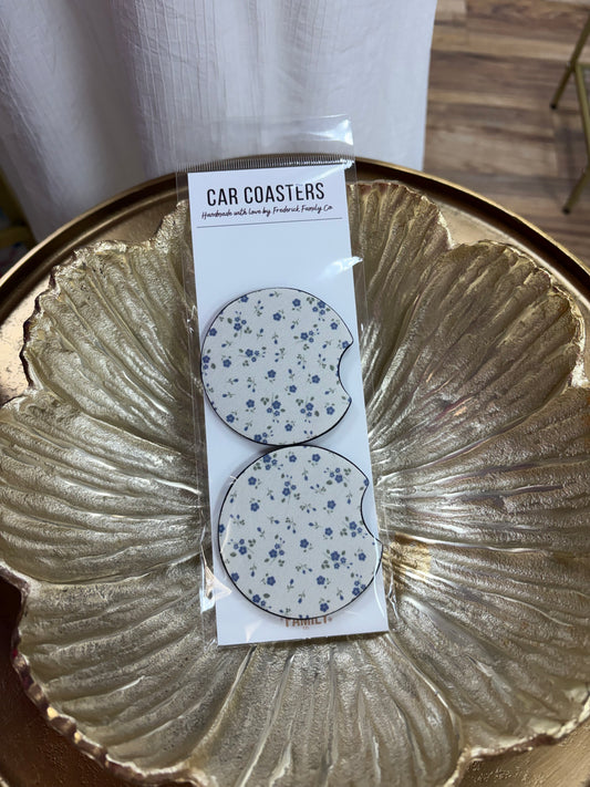 Blue Ditsy Car Coasters