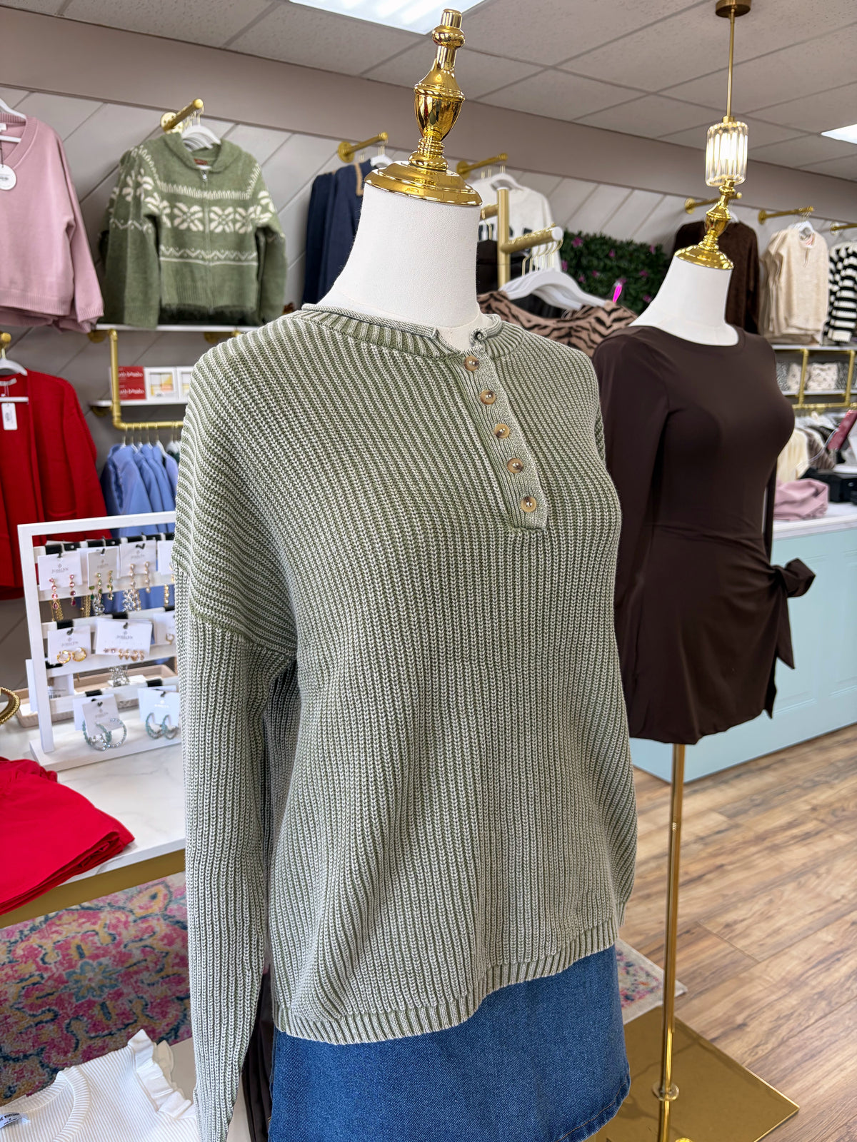 Olive Henley Sweater