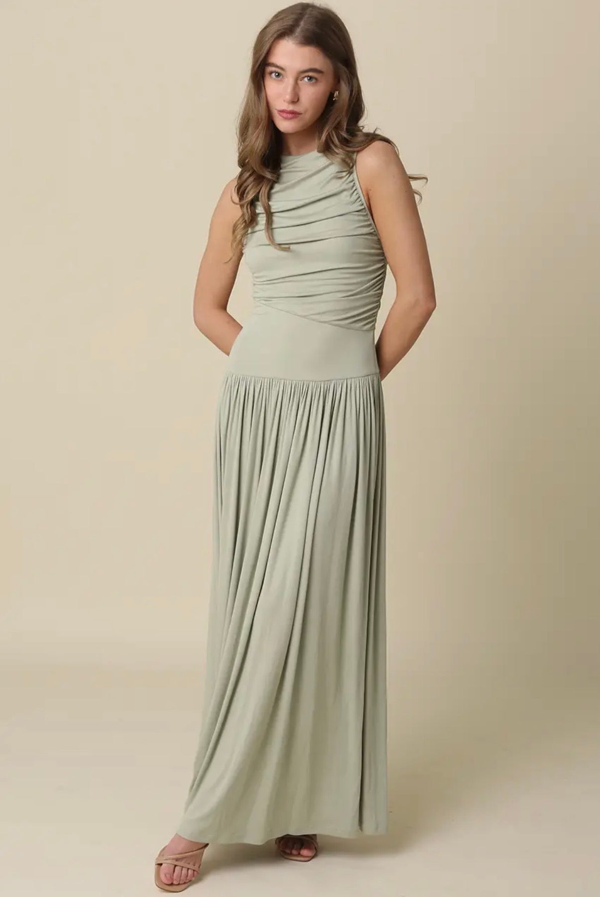 M & L LEFT | Garden Sage Maxi Dress
