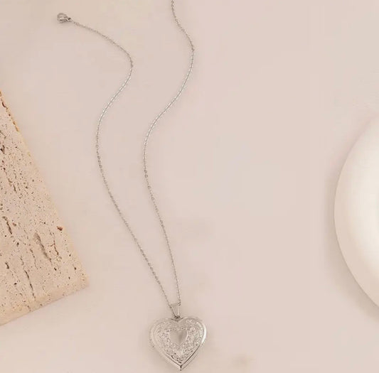 Silver Heart Locket Necklace