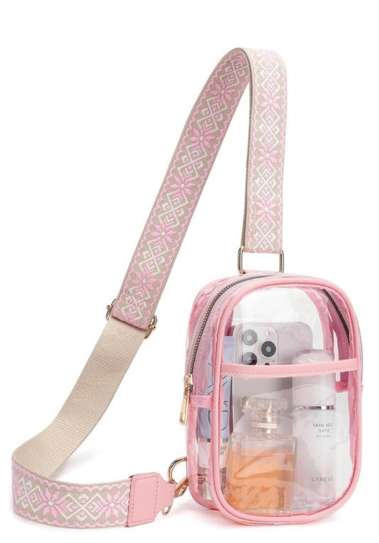 Pink Clear Sling Bag