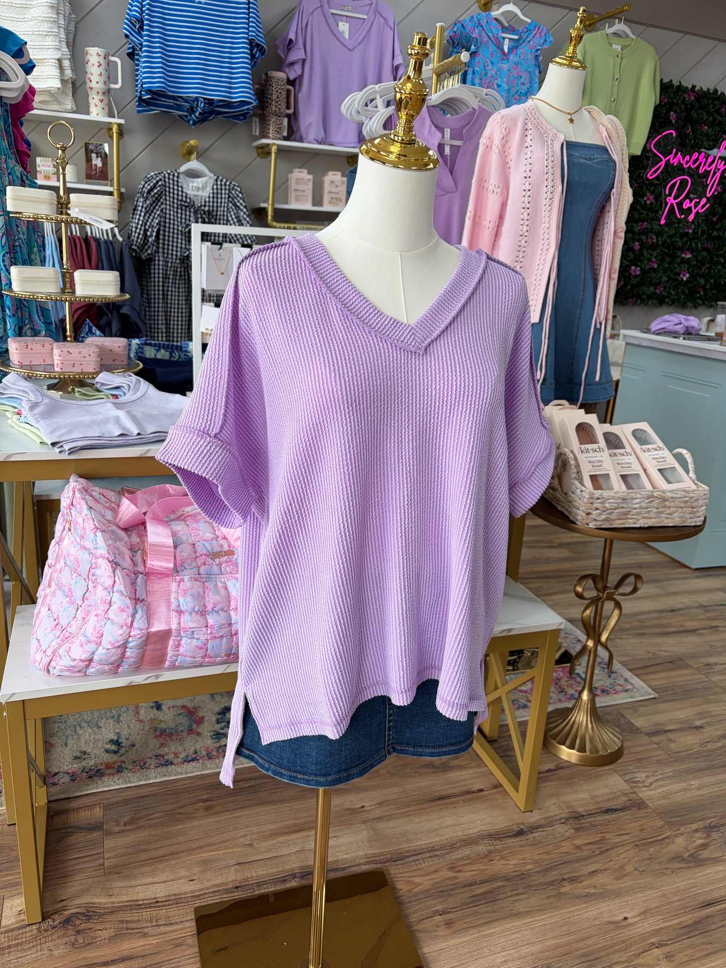 Lanie V-Neck Top - Lavender