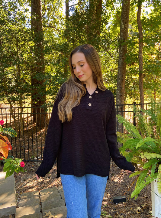 Henley Sweater - Black