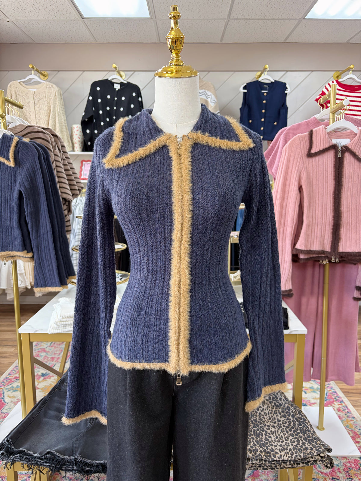 Holland Zip Sweater - Navy