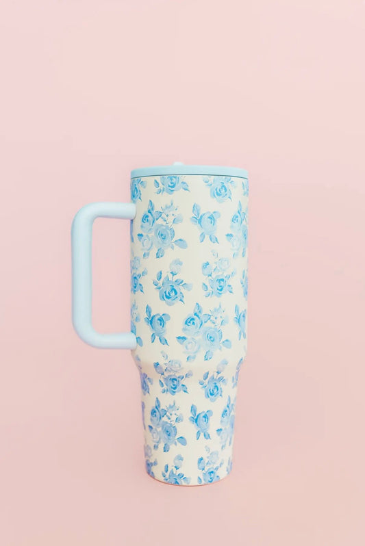Blue Floral Tumbler