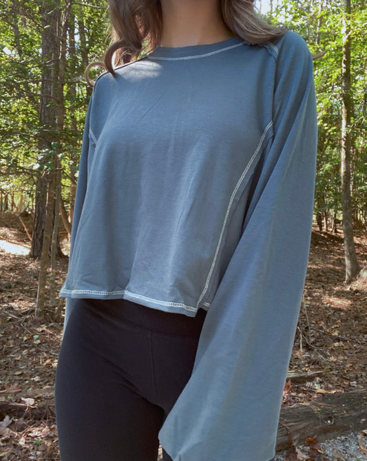 Ellie Stitched Top - Dusty Teal