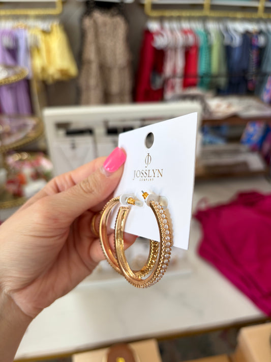 Pearl Pave Hoop Earrings