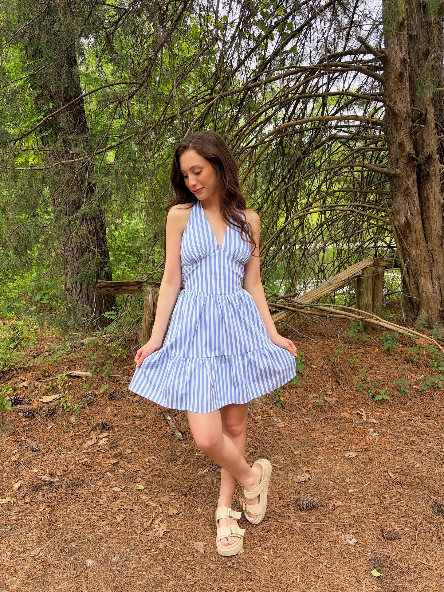 Seaside Halter Dress - Blue