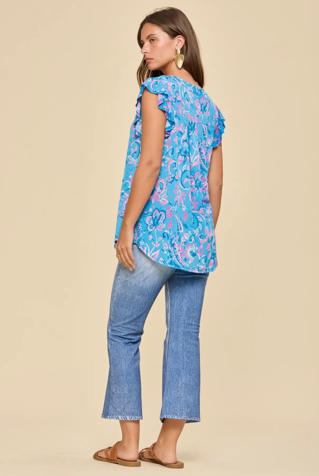 M & L LEFT | Aqua Mandarin Collar Tank