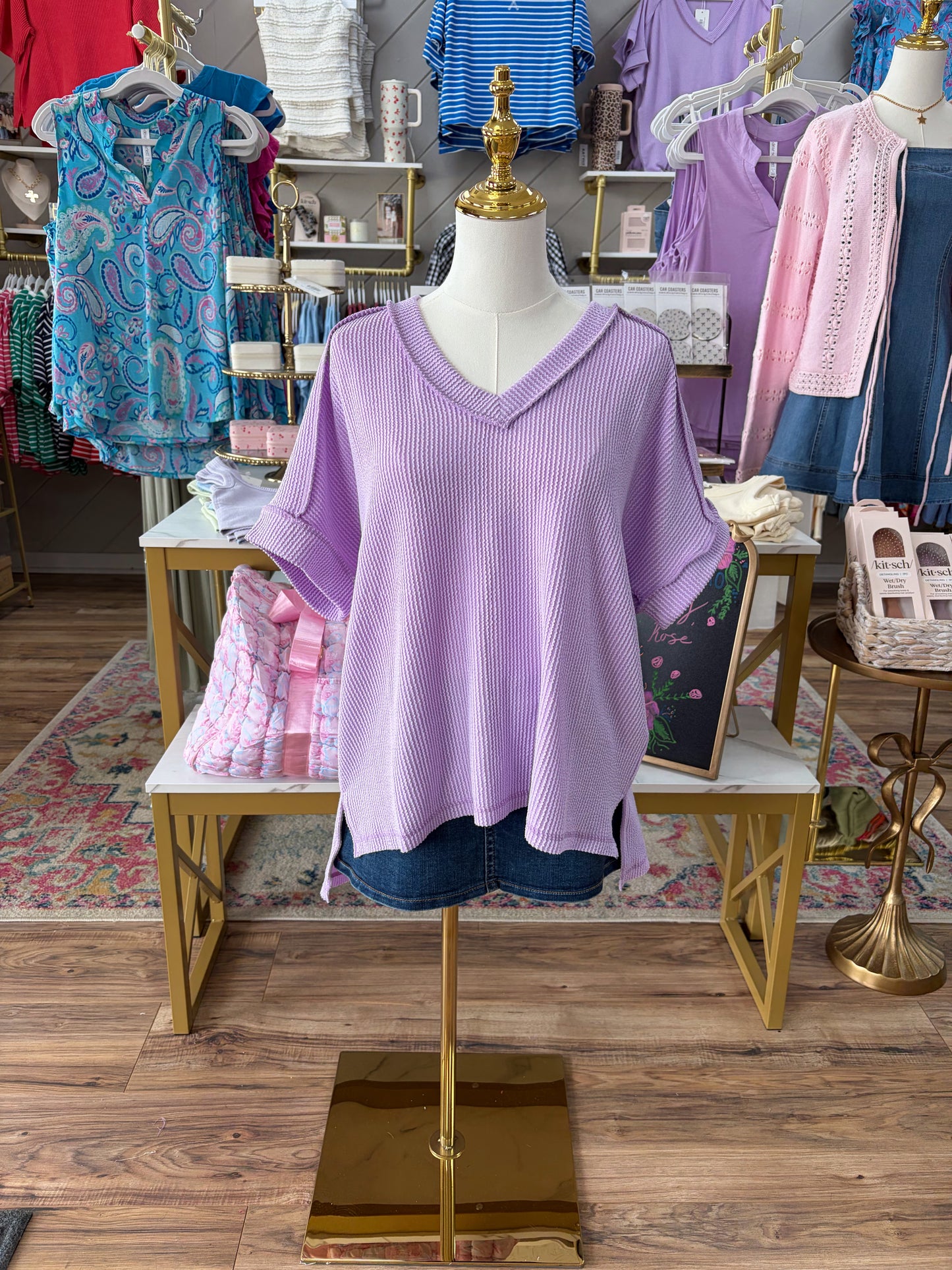 Lanie V-Neck Top - Lavender