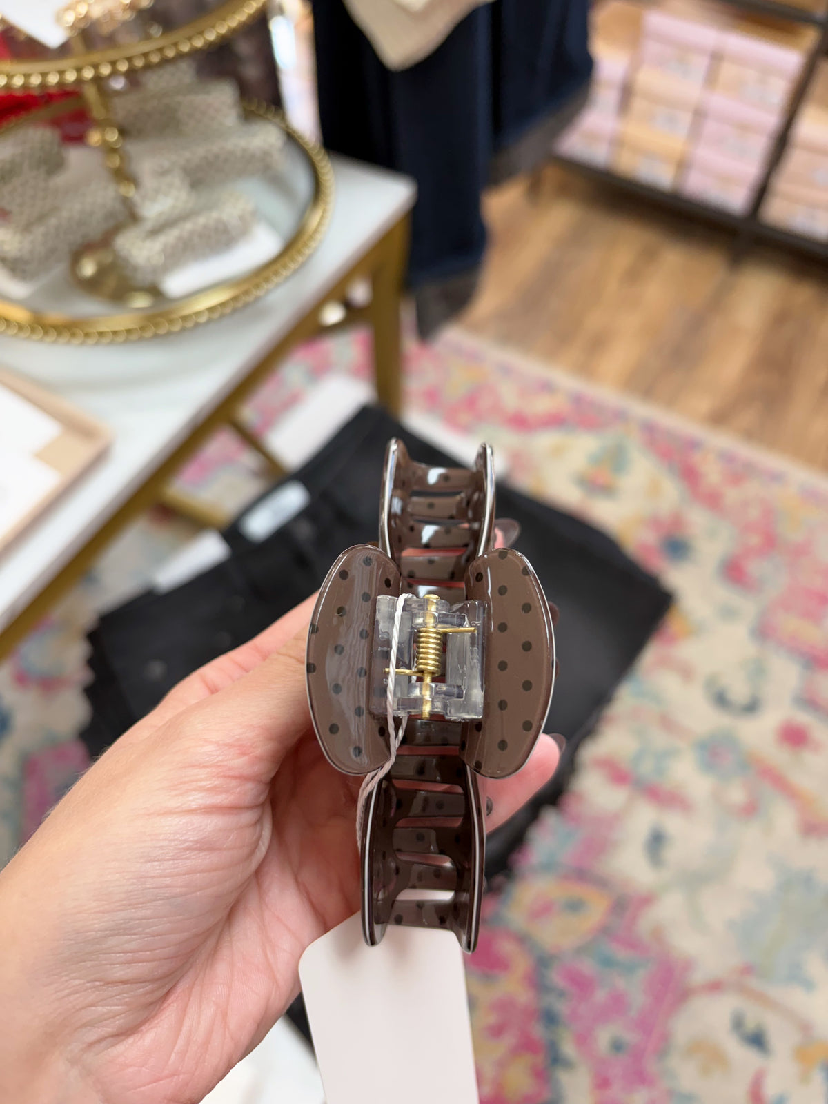 Brown Polka Dot Claw Clip