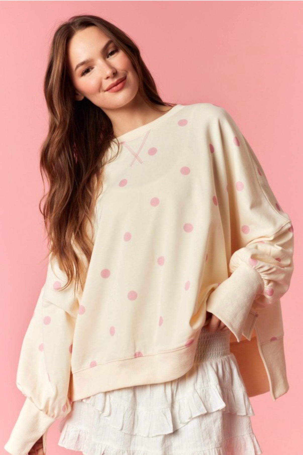 Polka Dot Oversized Sweatshirt