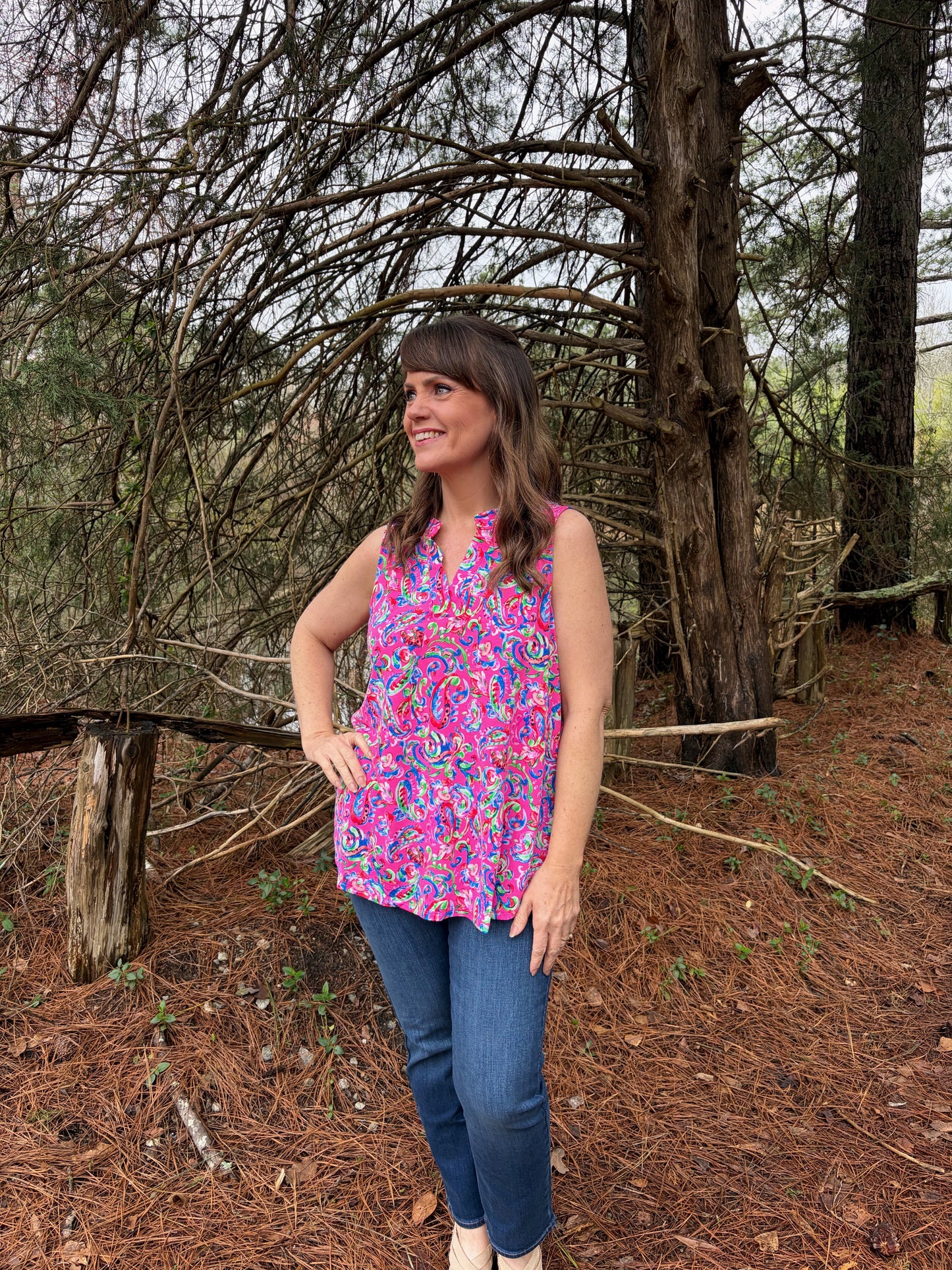 1 MEDIUM LEFT | Liz Vibrant Pink Tank