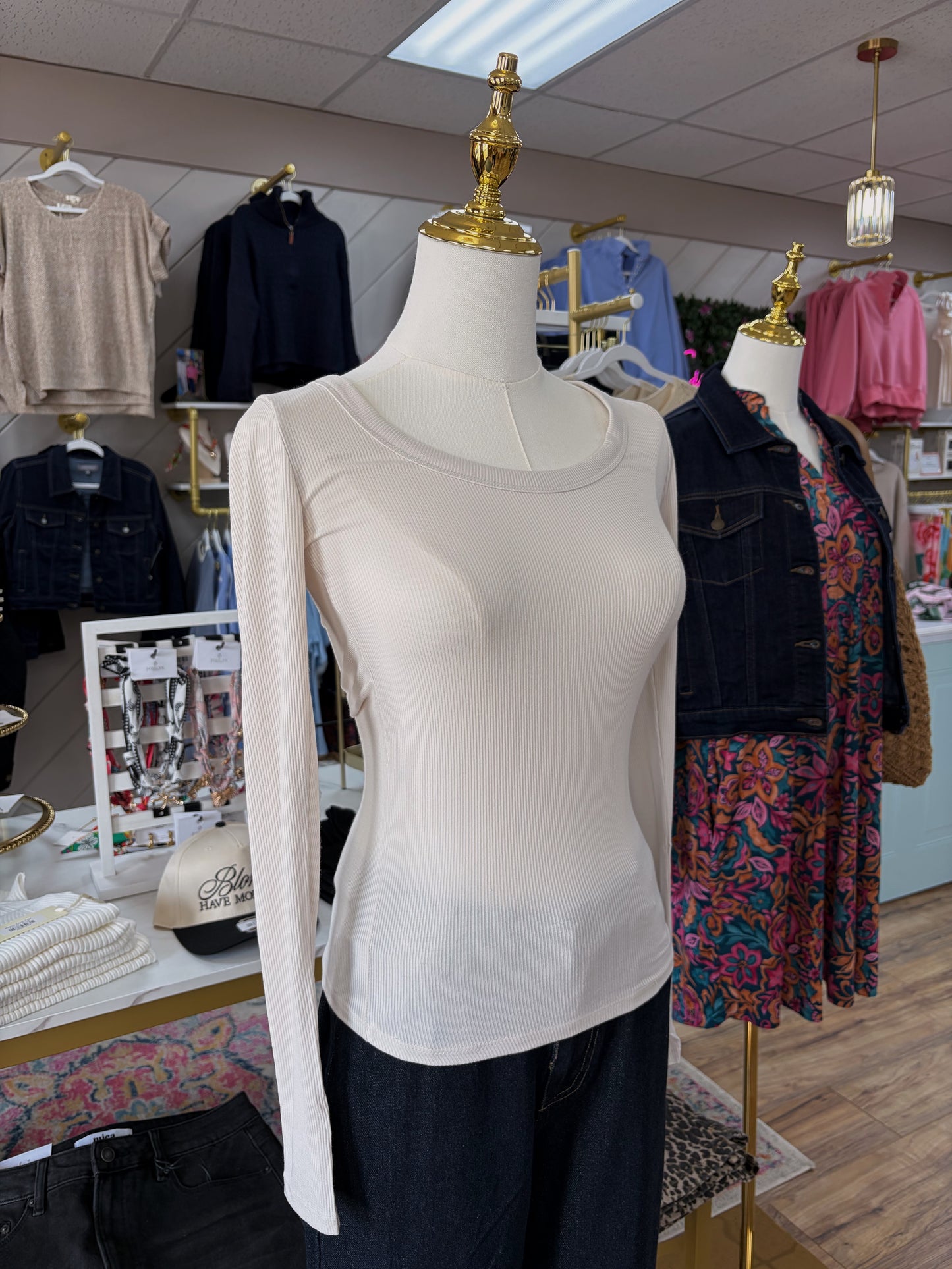 Sand Beige Long Sleeve Top
