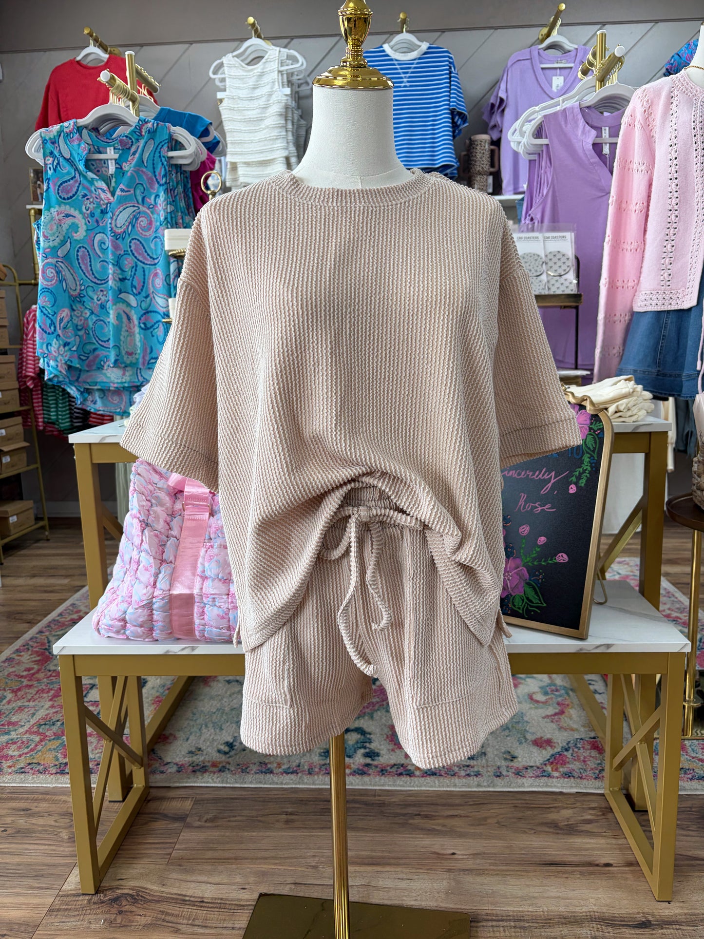 Weekend Ribbed Set - Sand Beige