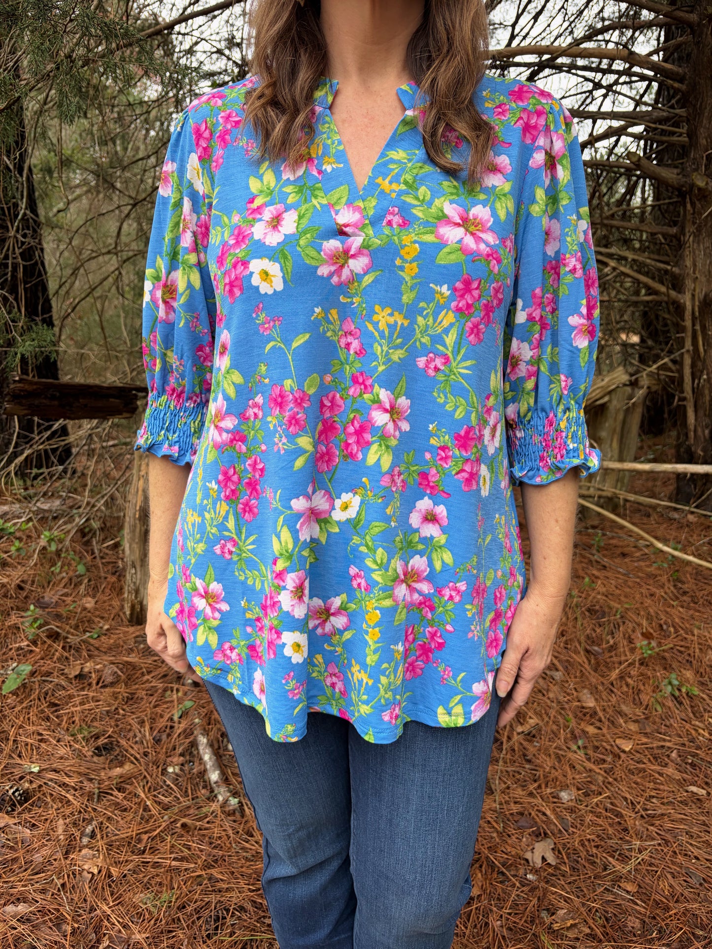 S & M LEFT | Lizzy Smocked Top - Ocean Blue