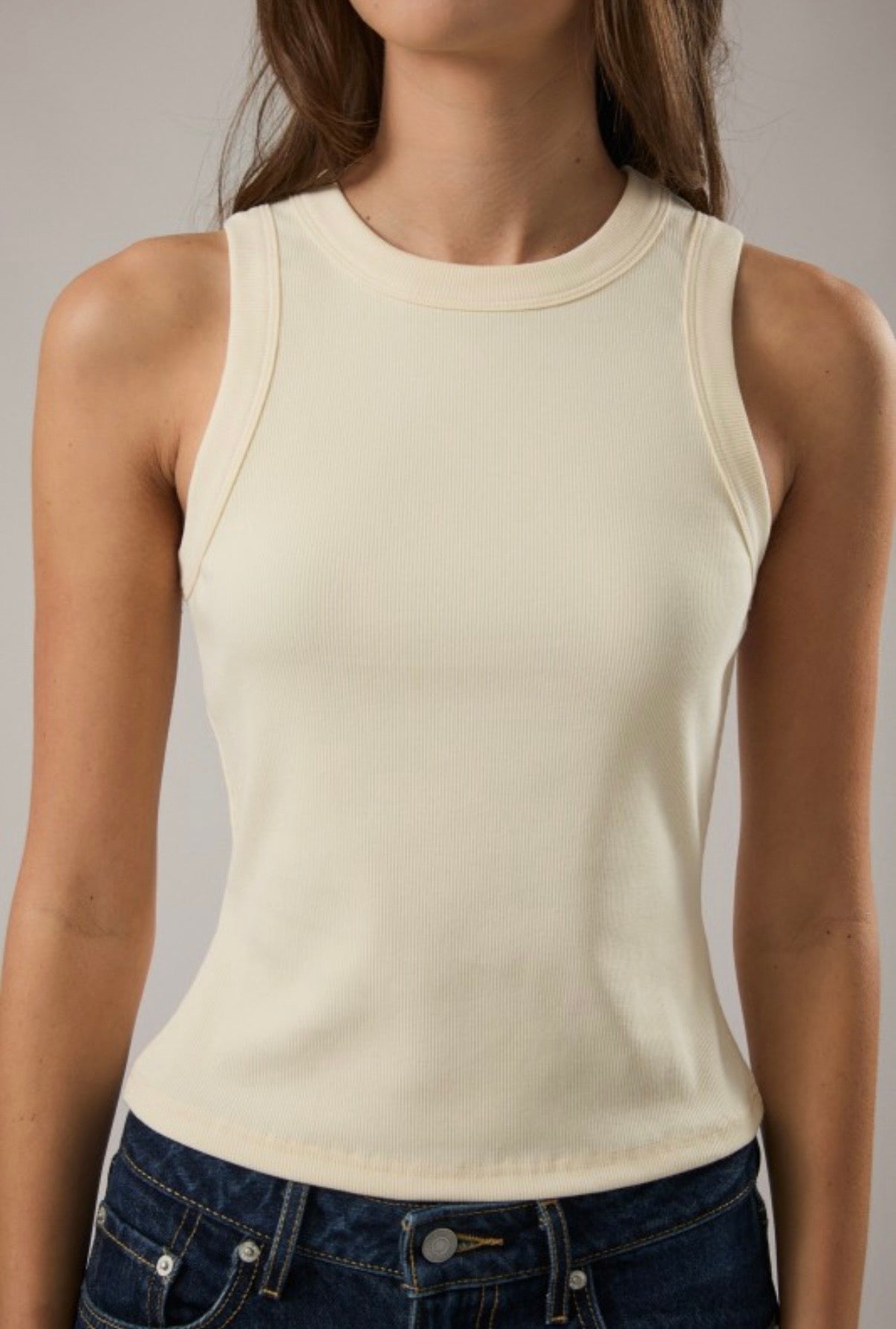 Everyday Ribbed Tank - Light Yellow/Cream