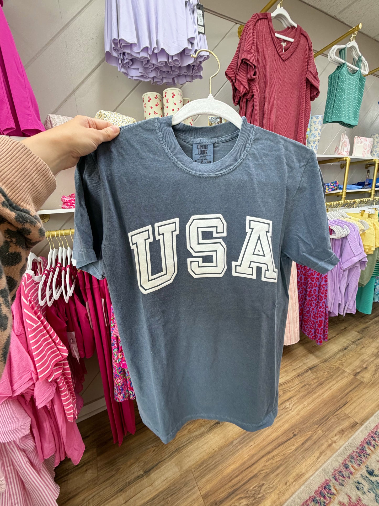 USA Blue + White Graphic Tee
