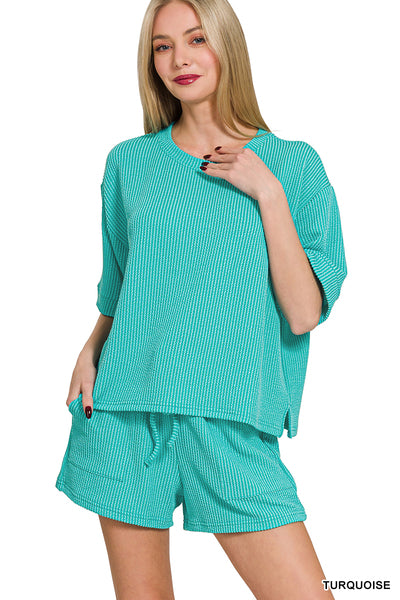 Weekend Ribbed Set - Turquoise