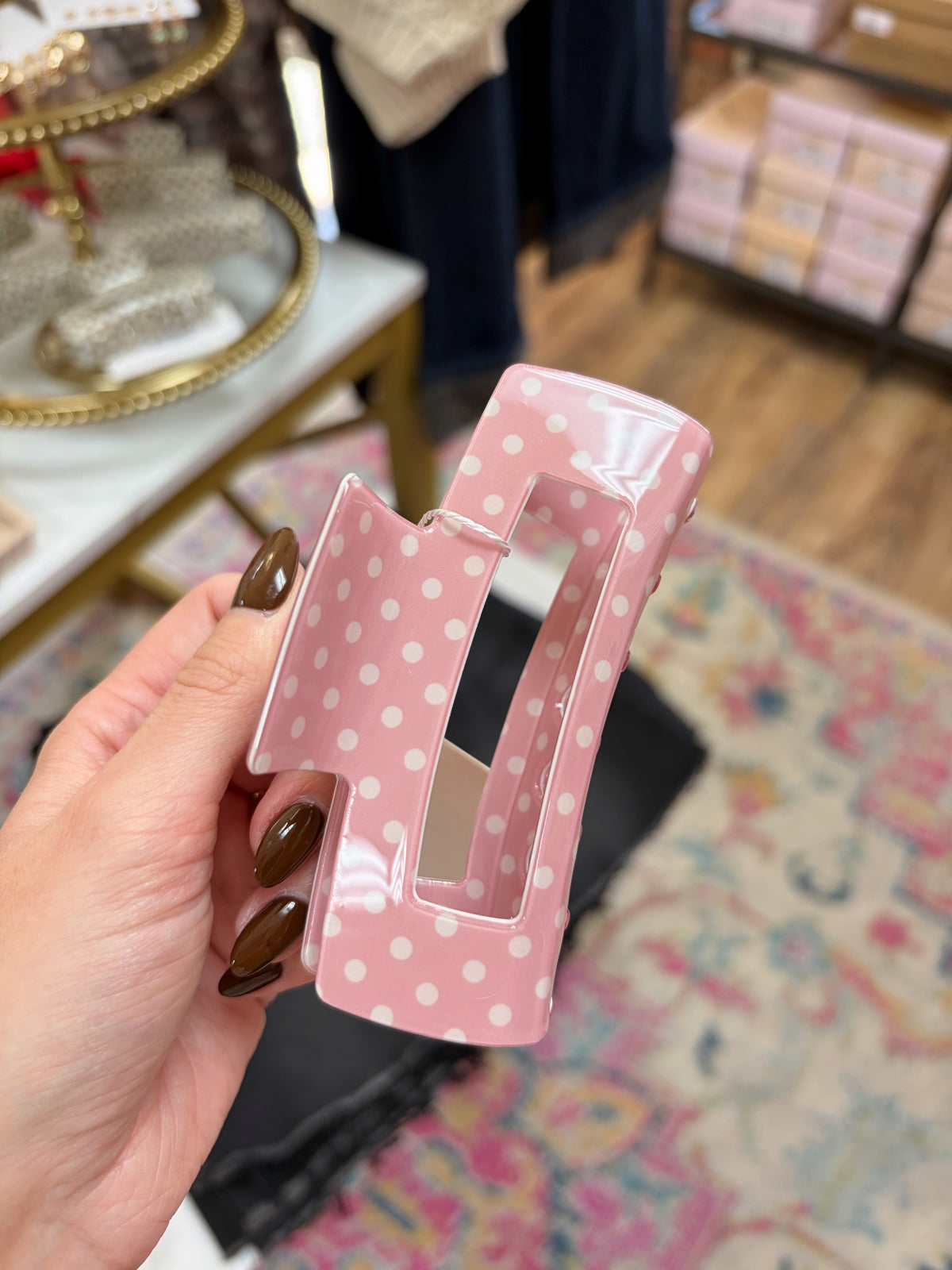 Pink Polka Dot Claw Clip
