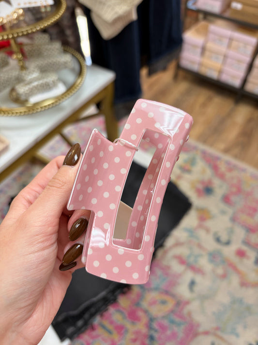 Pink Polka Dot Claw Clip
