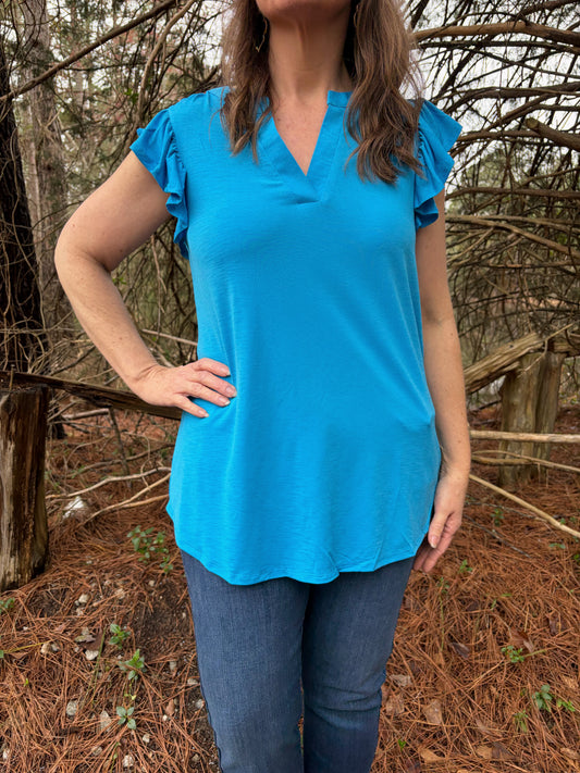 1 LARGE LEFT | Lizzy Flutter Top - Aqua