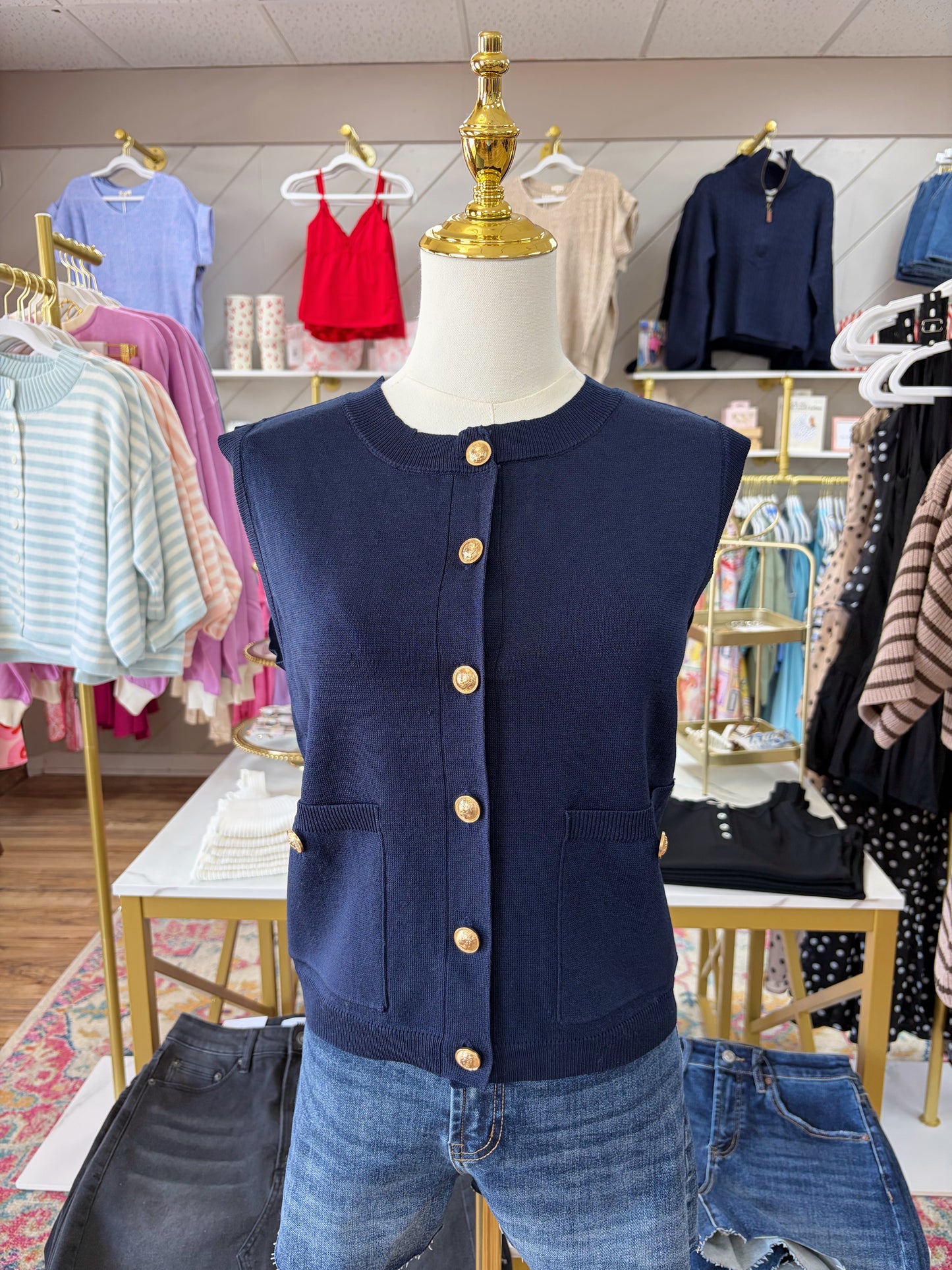 M & L LEFT | Navy Knit Vest