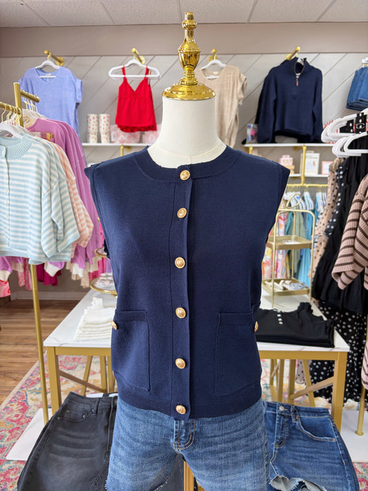 M & L LEFT | Navy Knit Vest