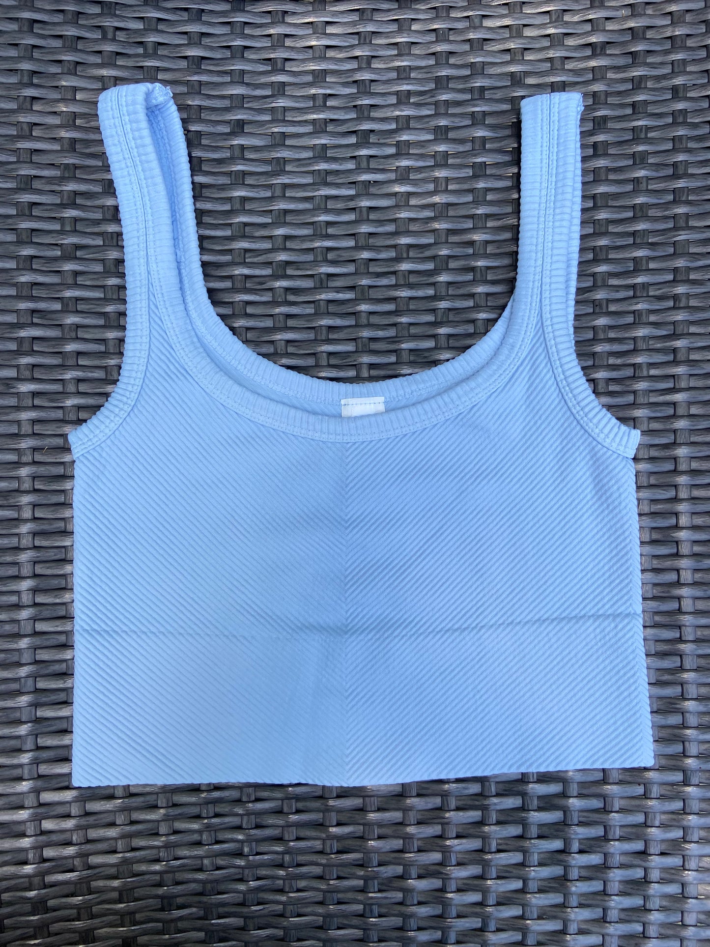 2 LEFT | Cashmere Blue Chevron Ribbed Crop Top