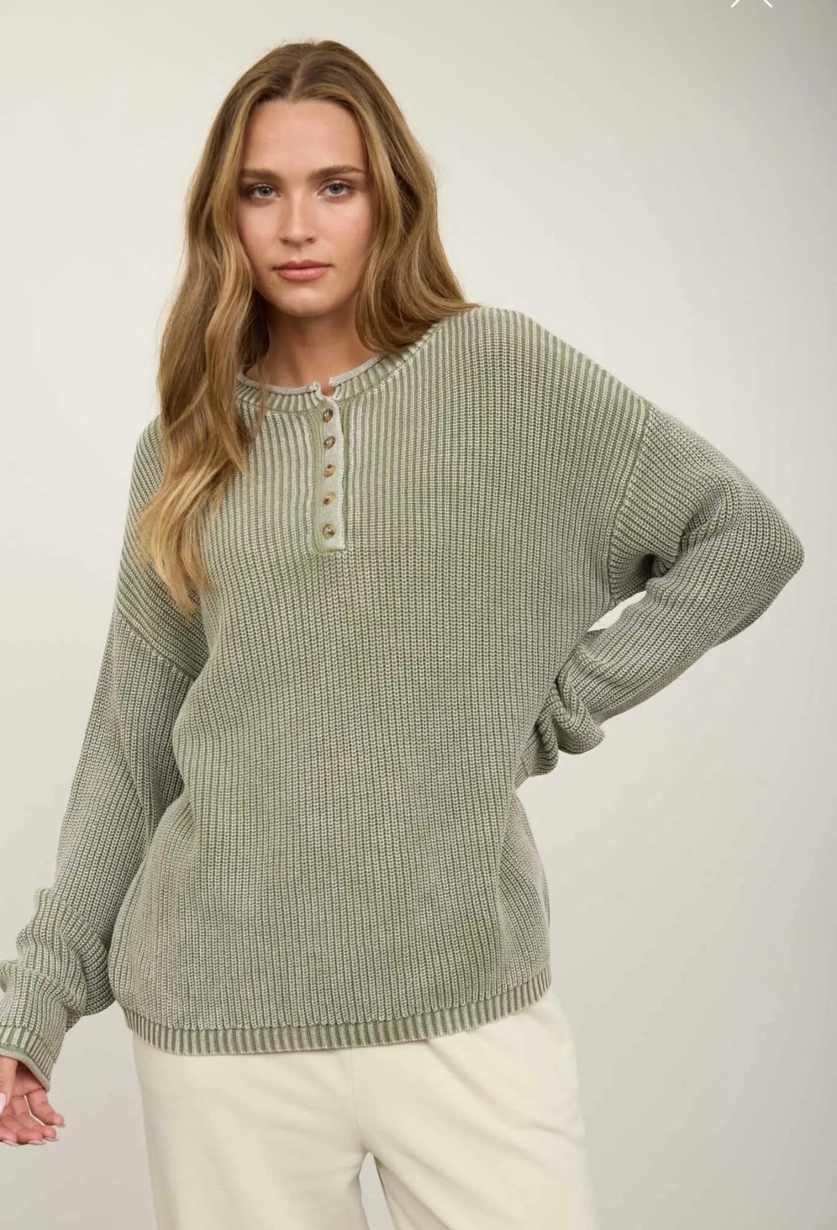Olive Henley Sweater