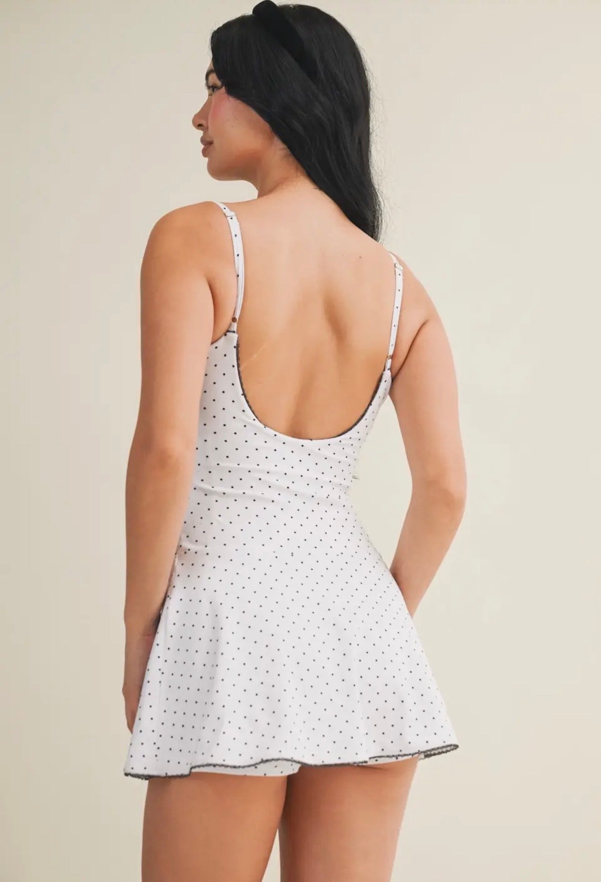 White Polka Dot Athletic Dress